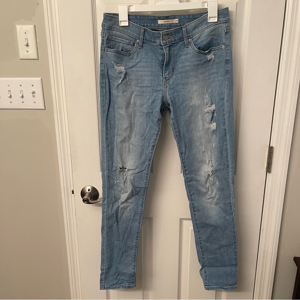 Levi’s Strauss 711 Skinny 29 Distressed Jeans Light Wash